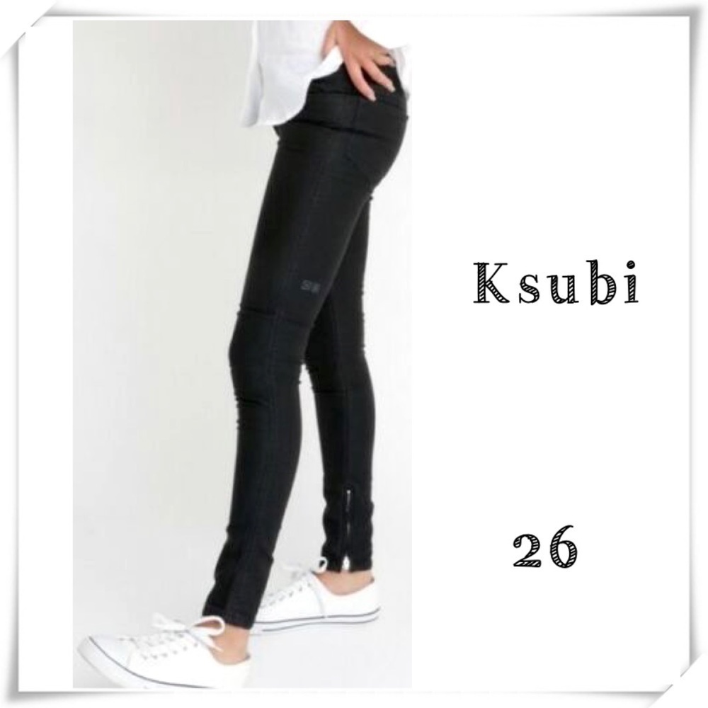 KSUBI Spray on Grease Ankle Zip Skinny Jeans In Black